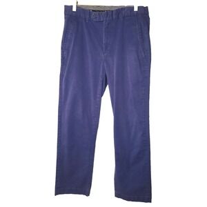 ROWM Mens Blue Flat Front Straight Leg Chino Pant Size 32X30 Preppy Casual